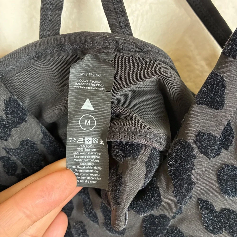 Balance Athletica Sports Bra Sz M Leopard Velvet Strappy Athleisure Gym Training